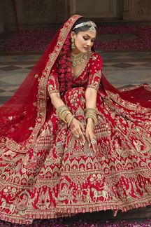 Picture of  Striking Heavy Pure Silk Designer Bridal Lehenga Choli for Wedding