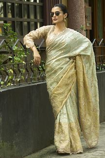 Picture of  Appealing Silk Designer Saree for Engagement, Sangeet, and Parties