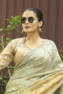 Picture of  Appealing Silk Designer Saree for Engagement, Sangeet, and Parties
