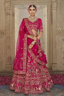 Picture of  Mesmerizing Heavy Pure Silk Designer Bridal Lehenga Choli for Wedding
