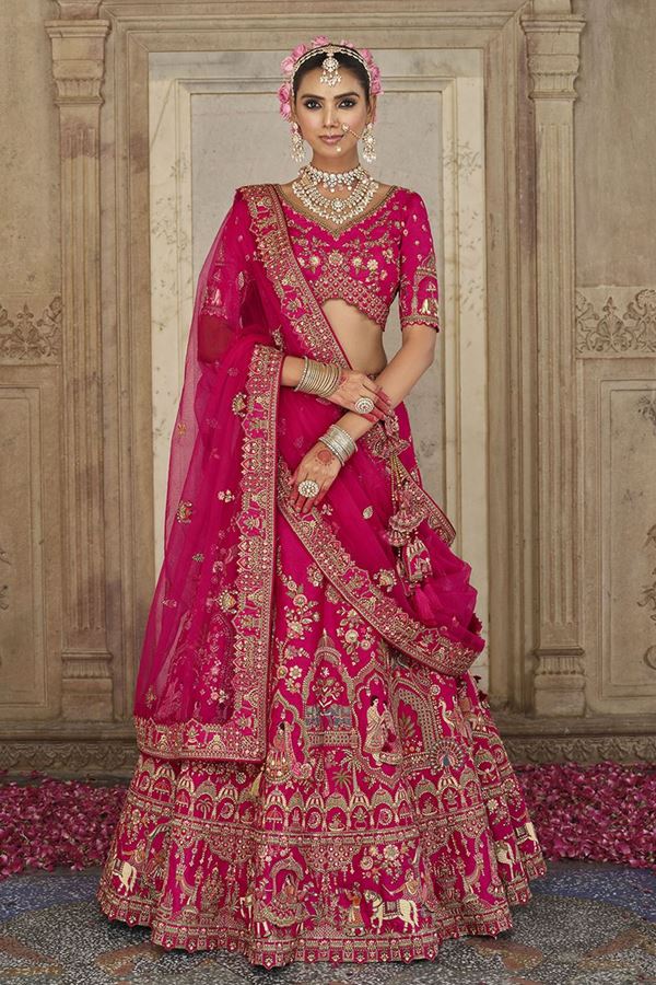 Picture of  Mesmerizing Heavy Pure Silk Designer Bridal Lehenga Choli for Wedding