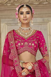 Picture of  Mesmerizing Heavy Pure Silk Designer Bridal Lehenga Choli for Wedding