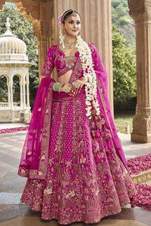 Picture of  Dazzling Heavy Pure Silk Designer Bridal Lehenga Choli for Wedding