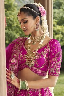Picture of  Dazzling Heavy Pure Silk Designer Bridal Lehenga Choli for Wedding