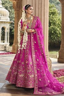 Picture of  Dazzling Heavy Pure Silk Designer Bridal Lehenga Choli for Wedding