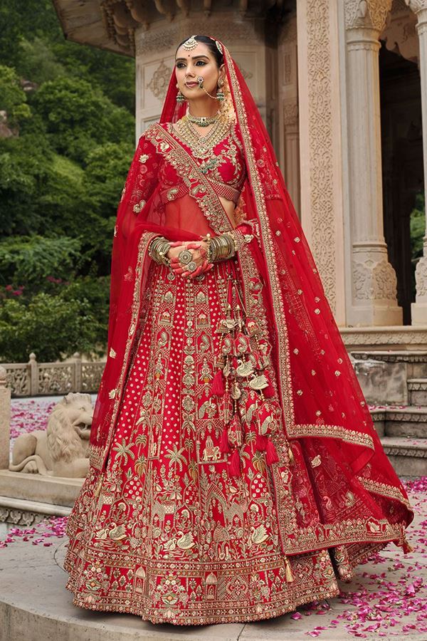 Picture of  Creative Heavy Pure Silk Designer Bridal Lehenga Choli for Wedding