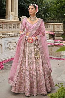 Picture of  Fascinating Heavy Pure Silk Designer Bridal Lehenga Choli for Wedding and Reception