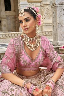 Picture of  Fascinating Heavy Pure Silk Designer Bridal Lehenga Choli for Wedding and Reception