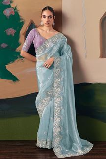 Picture of  Enticing Premium Fancy Silk Designer Saree for Engagement, Sangeet, and Parties