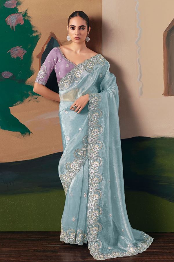 Picture of  Enticing Premium Fancy Silk Designer Saree for Engagement, Sangeet, and Parties