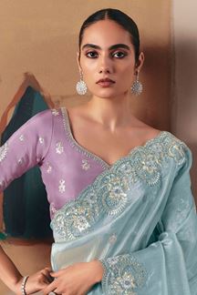 Picture of  Enticing Premium Fancy Silk Designer Saree for Engagement, Sangeet, and Parties