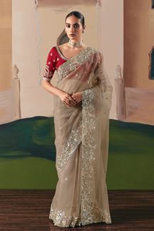 Picture of  Irresistible Premium Fancy Silk Designer Saree for Engagement, Sangeet, and Parties