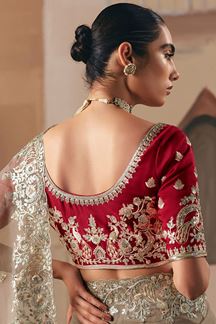 Picture of  Irresistible Premium Fancy Silk Designer Saree for Engagement, Sangeet, and Parties