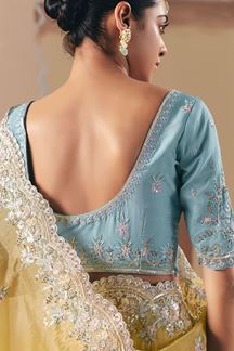 Picture of  Classy Premium Fancy Silk Designer Saree for Haldi, Sangeet, and Parties