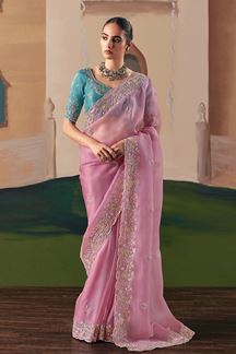Picture of  Delightful Premium Fancy Silk Designer Saree for Engagement, Sangeet, and Parties