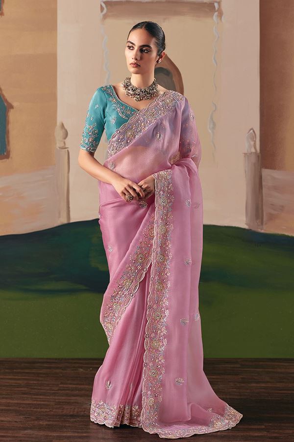 Picture of  Delightful Premium Fancy Silk Designer Saree for Engagement, Sangeet, and Parties