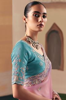 Picture of  Delightful Premium Fancy Silk Designer Saree for Engagement, Sangeet, and Parties