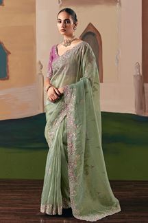 Picture of   Marvelous Silk Designer Saree for Engagement, Sangeet, and Parties