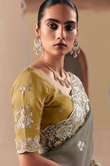 Picture of  Charming Premium Fancy Silk Designer Saree for Engagement, Sangeet, and Parties