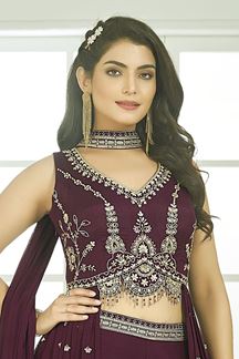 Picture of  Ethnic Maroon Designer Palazzo Suit for Wedding and Reception