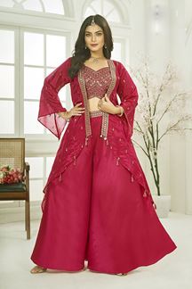 Picture of  Captivating Rani Pink Designer Palazzo Suit for Wedding and Reception