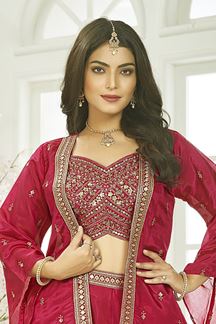 Picture of  Captivating Rani Pink Designer Palazzo Suit for Wedding and Reception