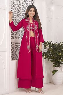 Picture of  Spectacular Rani Pink Designer Palazzo Suit for Reception, Sangeet, and Parties