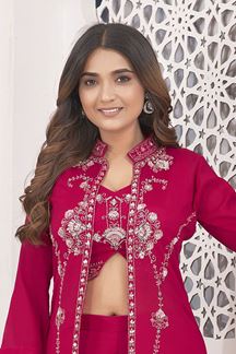 Picture of  Spectacular Rani Pink Designer Palazzo Suit for Reception, Sangeet, and Parties