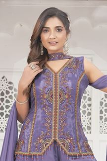 Picture of  Outstanding Lavender Designer Palazzo Suit for Engagement and Reception