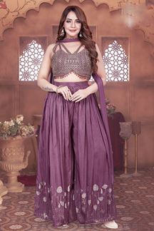 Picture of  Fascinating Wine Designer Palazzo Suit for Engagement and Reception