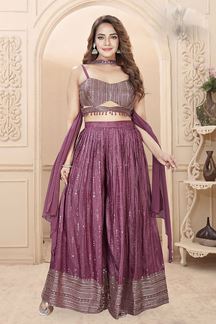 Picture of  Bollywood Mauve Designer Palazzo Suit for Engagement and Reception