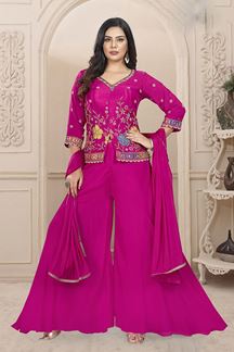 Picture of  Fashionable Pink Designer Palazzo Suit for Wedding and Reception