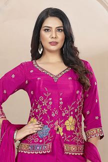 Picture of  Fashionable Pink Designer Palazzo Suit for Wedding and Reception
