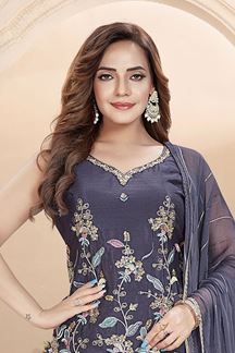 Picture of  Flamboyant Dark Blue Designer Palazzo Suit for Engagement and Reception