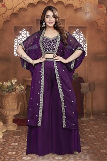 Picture of  Pretty Purple Designer Palazzo Suit for Wedding and Reception