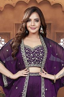 Picture of  Pretty Purple Designer Palazzo Suit for Wedding and Reception
