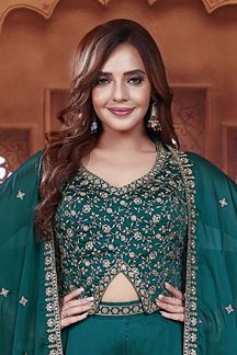 Picture of  Surreal Teal Green Designer Palazzo Suit for Wedding and Reception