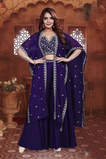 Picture of  Royal Navy Blue Designer Palazzo Suit for Wedding and Reception