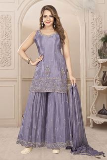 Picture of  Aesthetic Lavender Designer Gharara Suit for Engagement and Reception