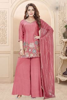 Picture of  Stunning Peach Designer Palazzo Suit for Engagement and Reception