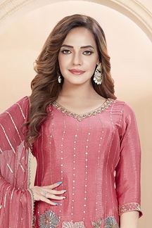 Picture of  Stunning Peach Designer Palazzo Suit for Engagement and Reception