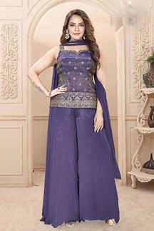 Picture of  Charming Blue Designer Palazzo Suit for Wedding and Reception
