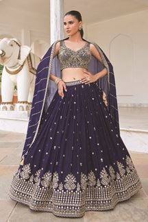 Picture of  Breathtaking Silk Designer Indo-Western Lehenga Choli for Wedding and Reception