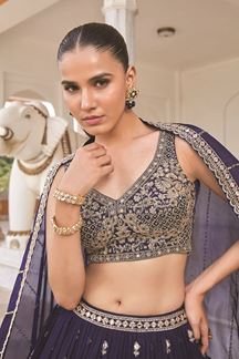 Picture of  Breathtaking Silk Designer Indo-Western Lehenga Choli for Wedding and Reception