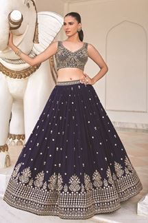 Picture of  Breathtaking Silk Designer Indo-Western Lehenga Choli for Wedding and Reception
