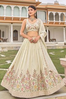 Picture of  Exuberant Silk Designer Indo-Western Lehenga Choli for Engagement and Reception