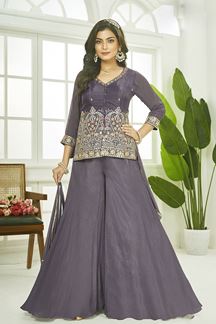 Picture of  Trendy French Lilac Designer Palazzo Suit for Engagement and Reception
