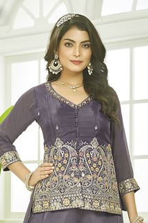 Picture of  Trendy French Lilac Designer Palazzo Suit for Engagement and Reception