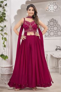Picture of  Flawless Rani Pink Designer Palazzo Suit for Wedding and Reception
