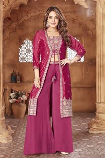 Picture of  Gorgeous Rani Pink Designer Palazzo Suit for Wedding and Reception